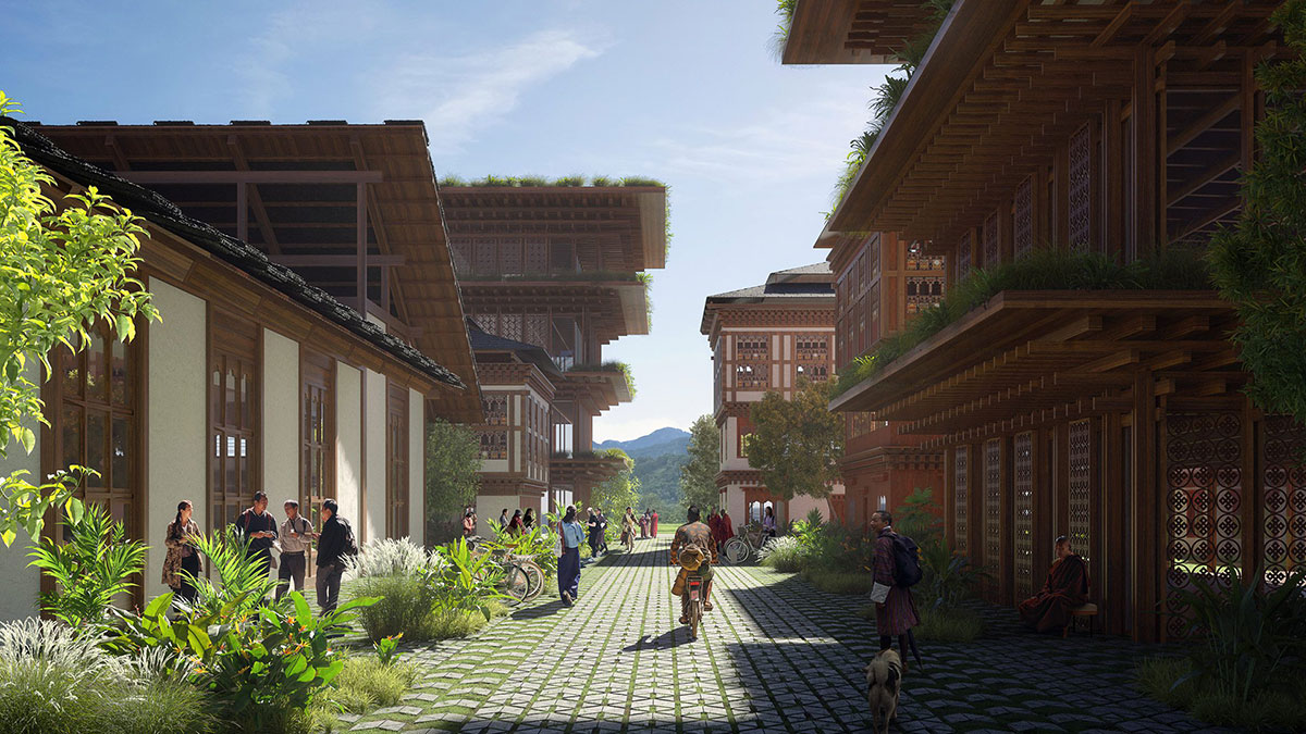Diseño de la ciudad de la atención plena, Bután