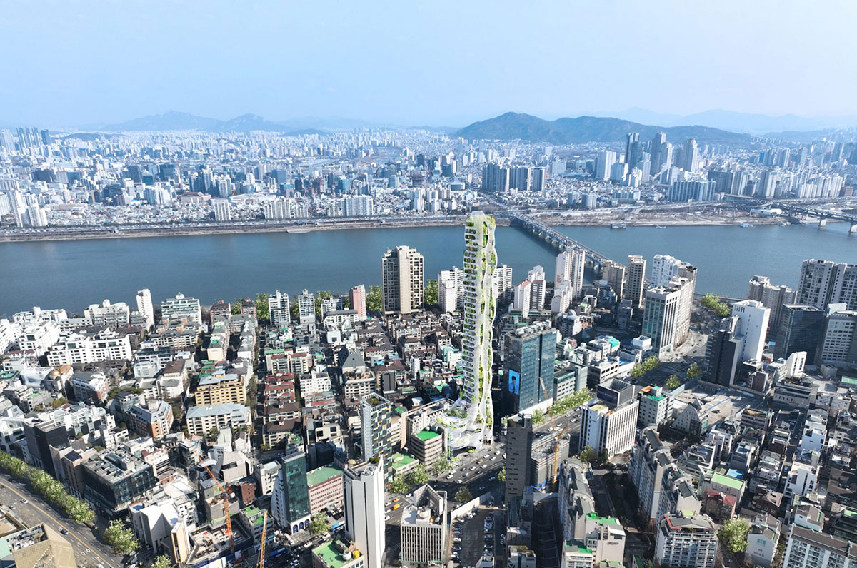 Arquitectura y diseño de un rascacielos inspirado en el agua, Seúl, Corea del Sur 02