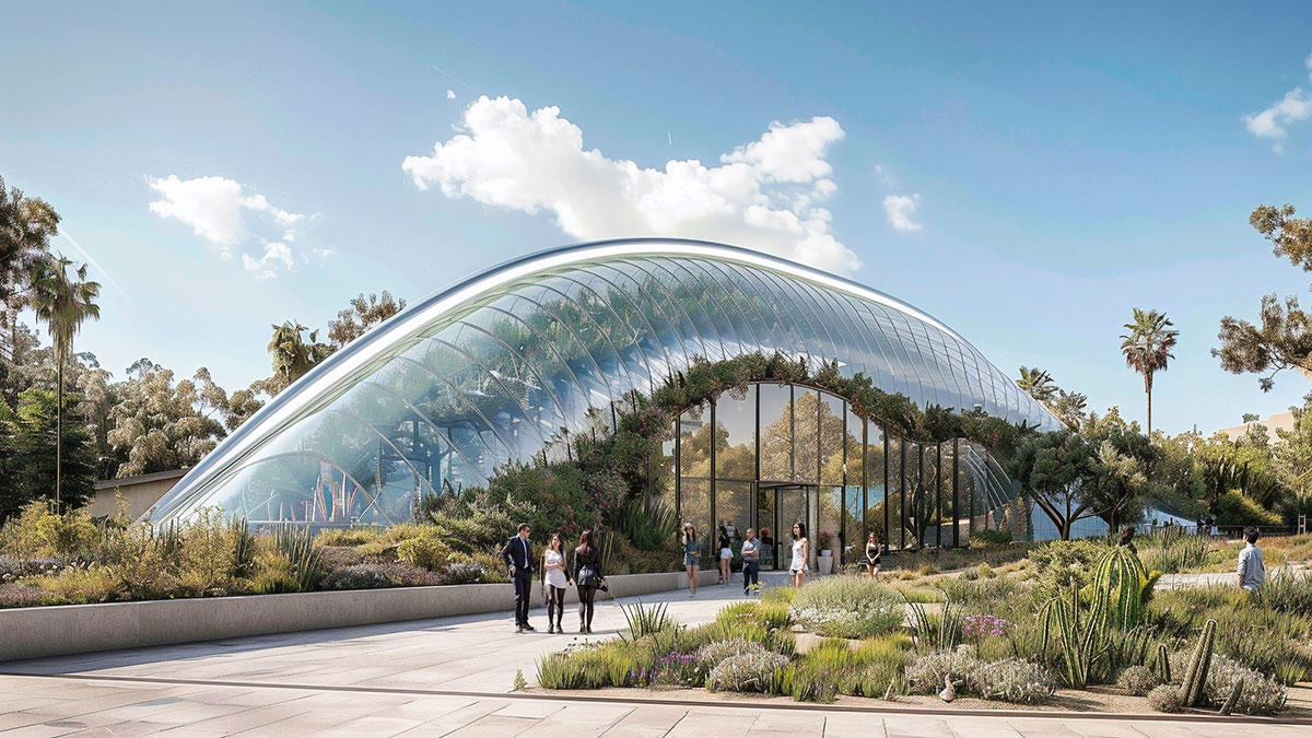 Diseño de un invernadero monumental para un jardín botánico
