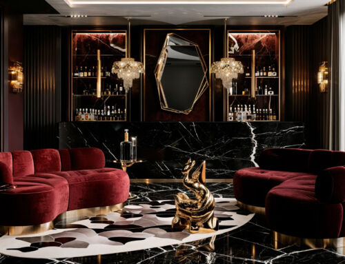 Un salón de lujo de terciopelo y mármol