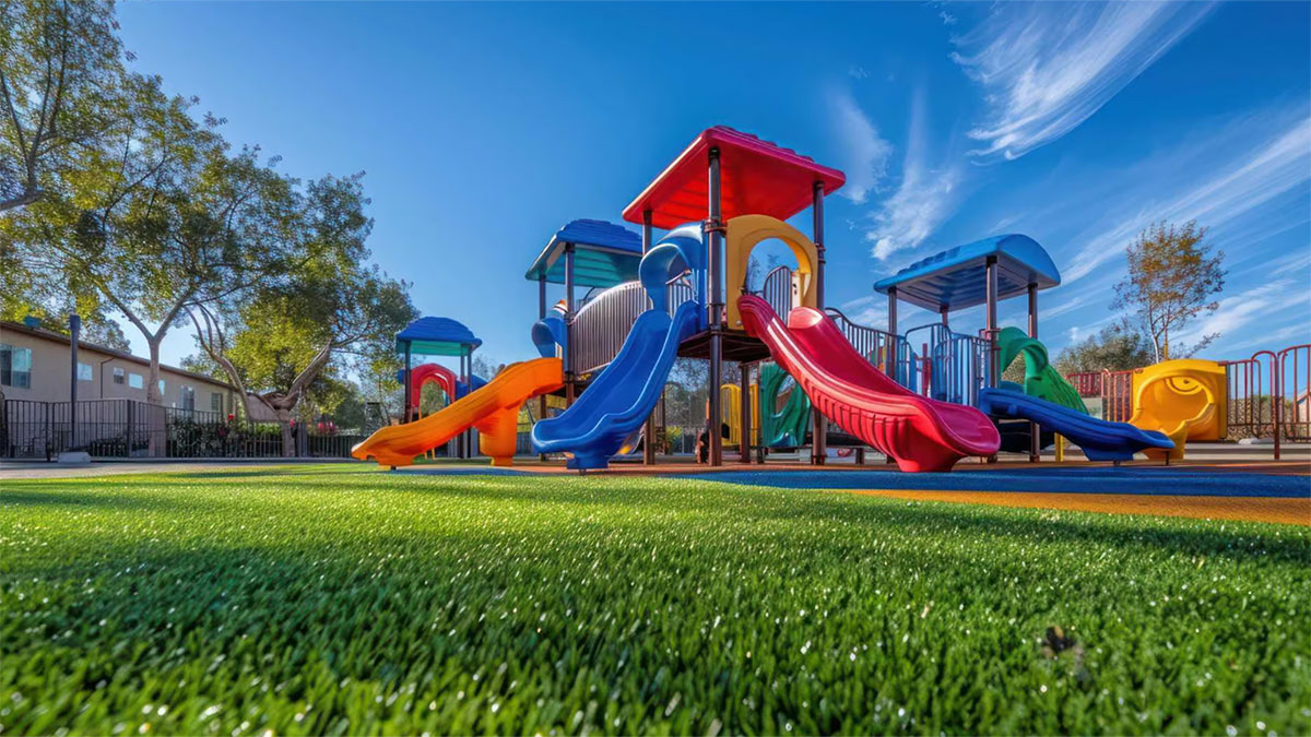 El césped artificial en áreas infantiles