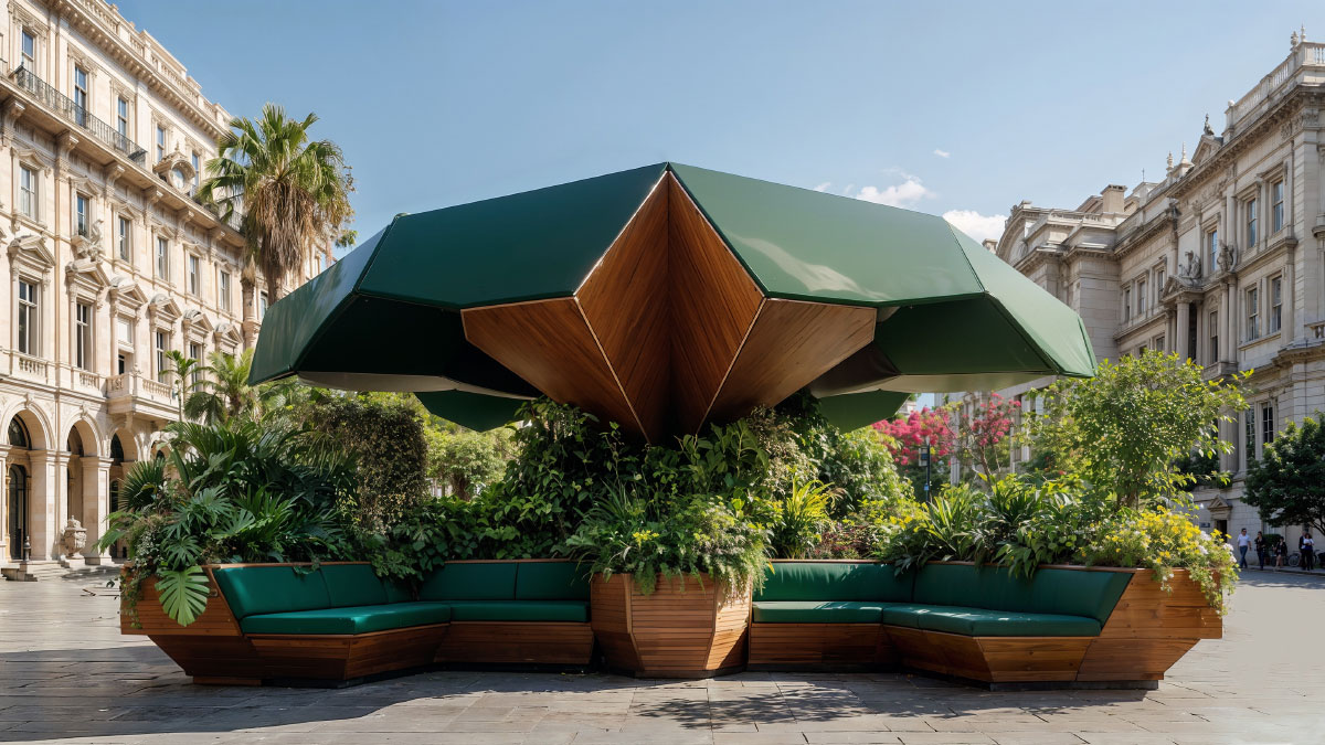 Zonas urbanas de descanso, modulares y prefabricadas