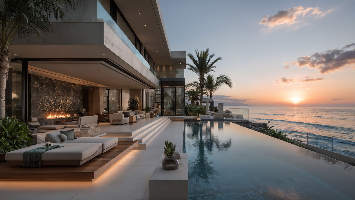 La arquitectura desaparece y queda lo esencial: el horizonte, la luz, el mar…