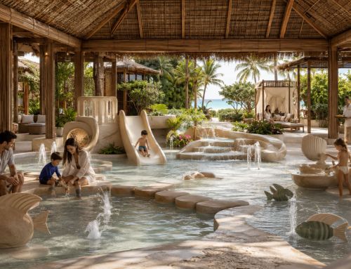 Pabellón acuático infantil de un hotel resort de lujo en las Maldivas